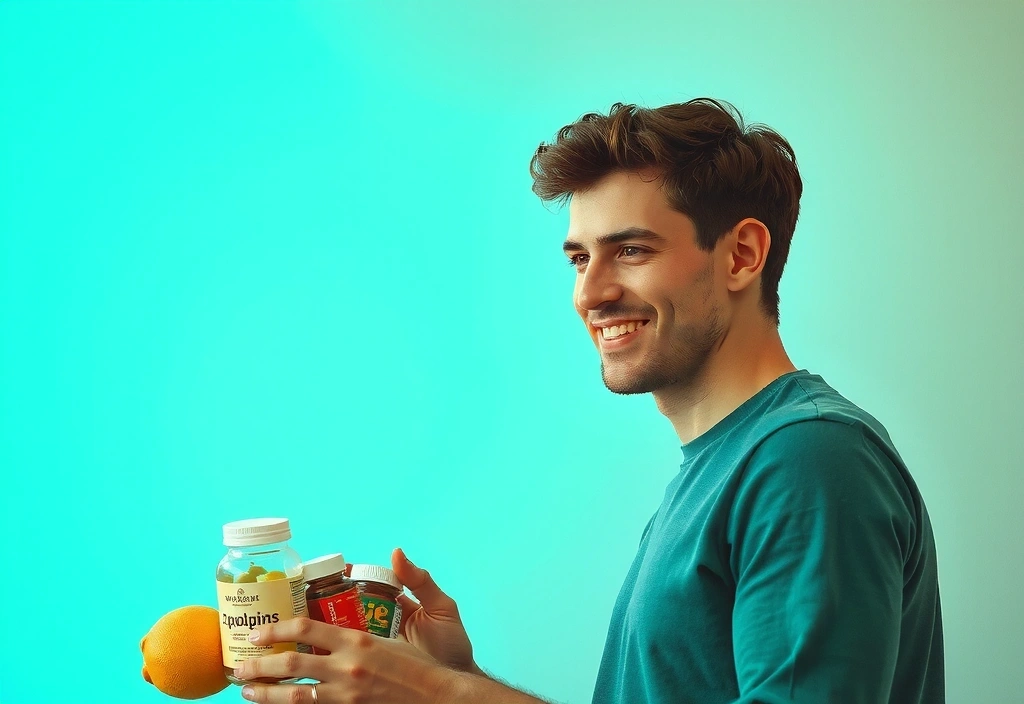 Man with enhanced energy using supplements